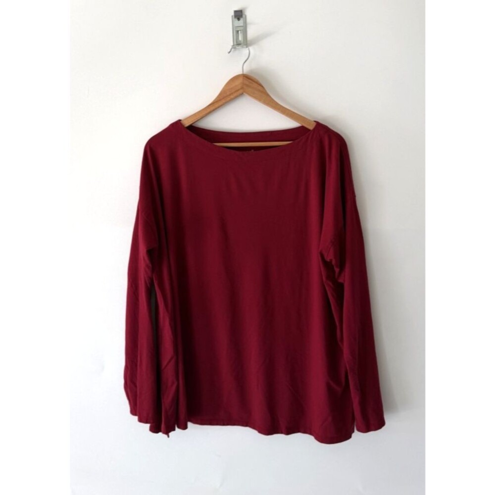 J.Jill Top Womens XL Red Luxe Supima Boat Neck Tee Shirt